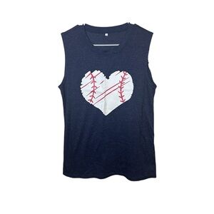 Blue Baseball Heart Tank Top Medium